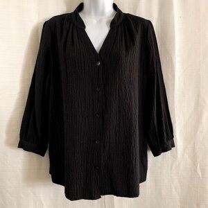 Womens 3/4 Sleeve Button-Front Blouse - Universal Thread Black Small